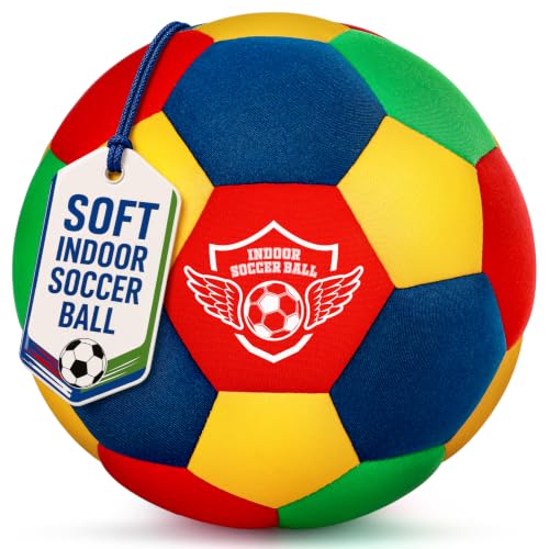 HopeRock Indoor Soccer Ball Size 4 Soft Foam for Toddlers and Kids Silent in House for Youth Boys and Girls Aged 3-12 Years Old