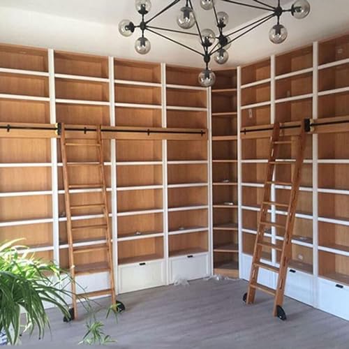 Rieles de escalera móviles para solucionar problemas de espacio en librerías altas 3