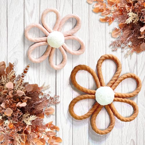Image of Ereniko Boho Daisy Flower Wall Decor For Girls Bedroom Nursery Wall Hanging Decorations Kids Bathroom Living Room, orange