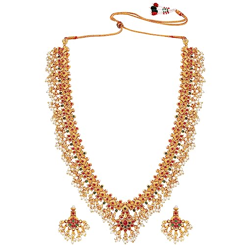 Image of Peora Gold Plated Bridal Jewellery Set with Kamarband Gift for Women Indian Traditional Ethnic Wedding