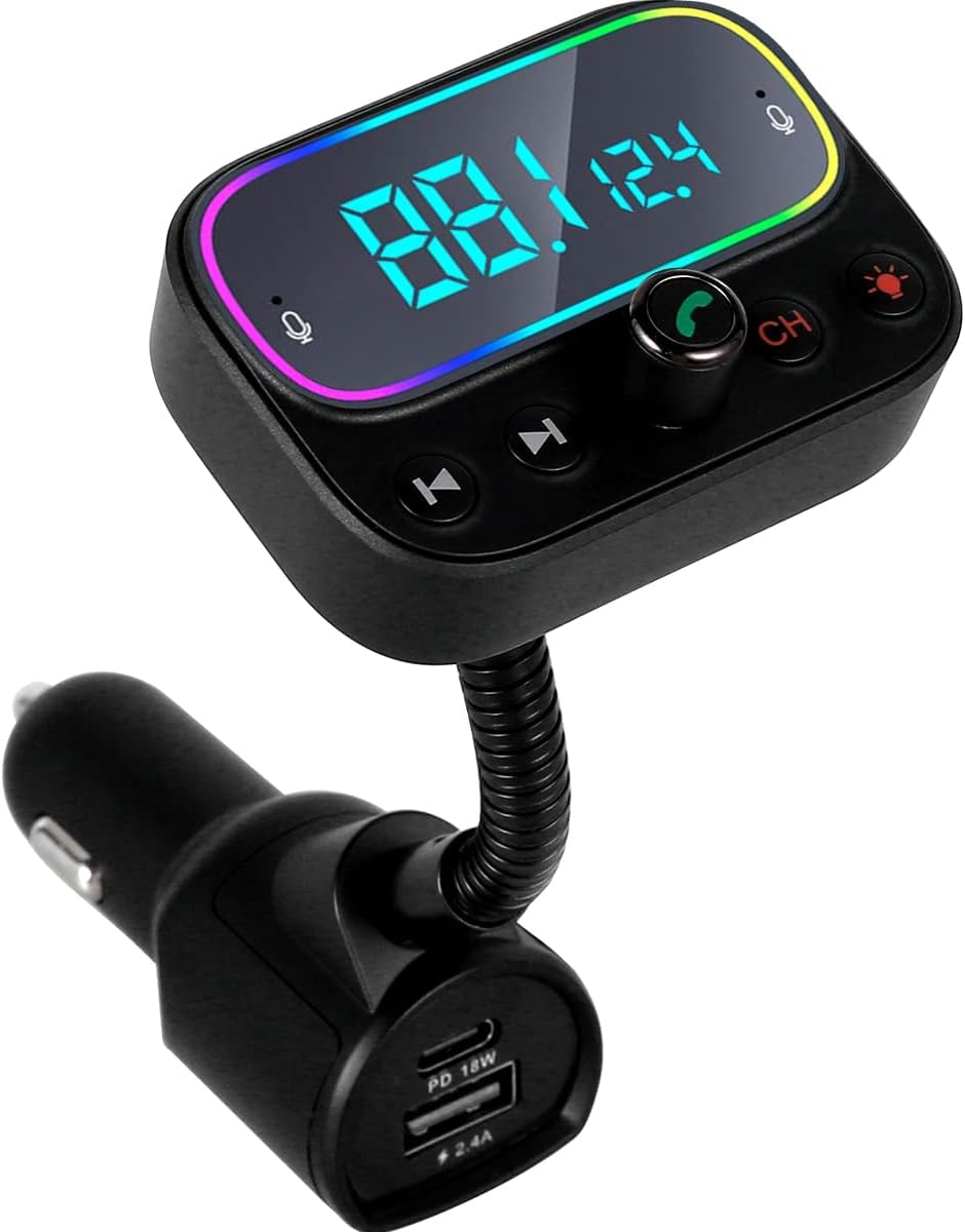 Bluetooth Car Adapter USB C PD FM Transmitter Wireless