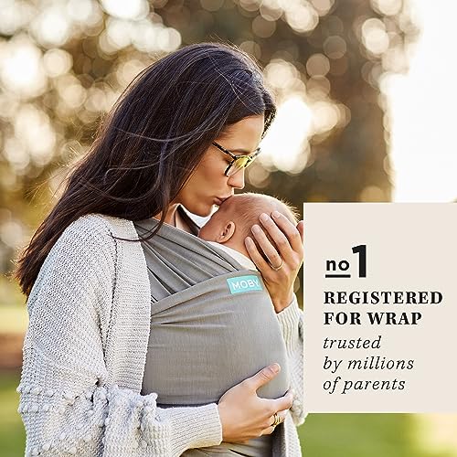 Image of Moby Baby Wrap Carrier Classic for Newborns to Toddlers (8-33lbs), Infant Sling Carrier, Lightweight & Hands Free Design, Adjustable for All Body Types (Stone Grey)