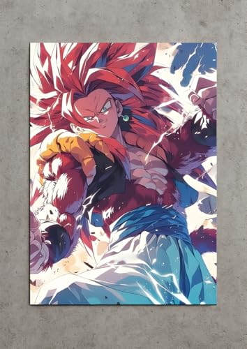 Image of NIJUKA Anime Printed A4 Size Metal sheet Poster For Home And Room Decoration | For Anime Art Fans Boys And Girls (Gojeta SS4 Power Up Look)