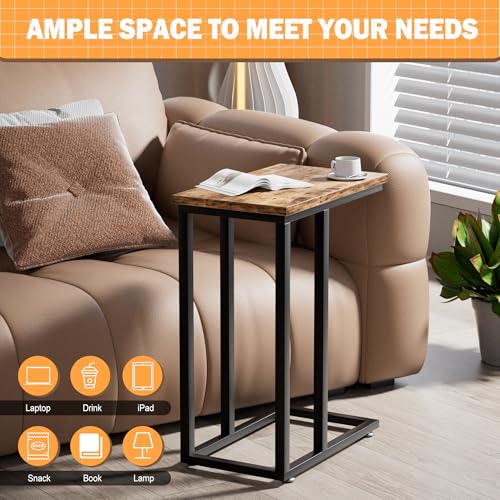VECELO Universal C-Shaped Side Table, Multi-Functional Snack & TV Tray for Living Room, Bedroom, Grey (1 Set) by VECELO - Used condition - Image 3