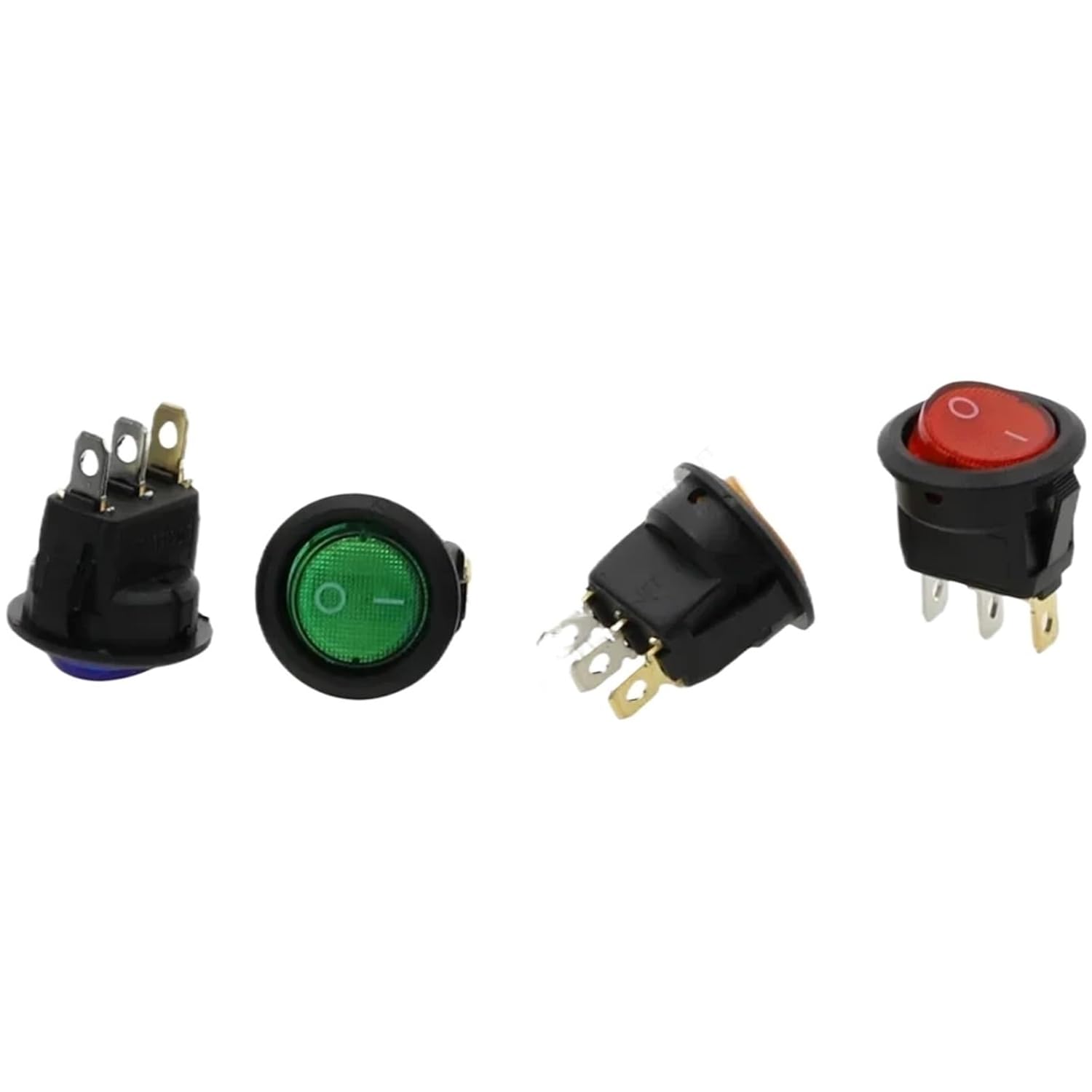 10Pcs KCD1 12V 20A / 220v 10A ON/Off 20mm Round Rocker Switch LED Illuminated Car Dashboard Dash Boat Van with Light(Red,DC 12V)