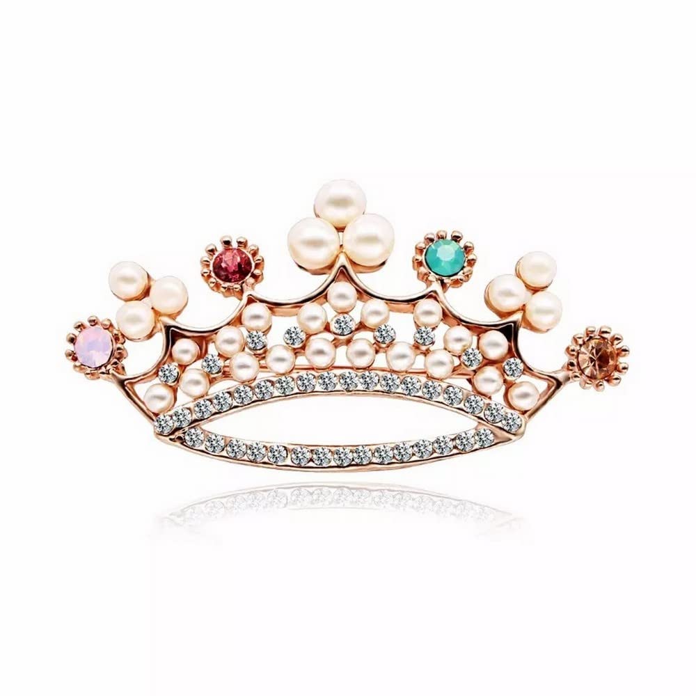 Vientiq Sparkling Pearls Queen Princess Crown Brooch Pin with Crystal Rhinestones (B0BSC2W772) Amazon Price History, Amazon Price Tracker