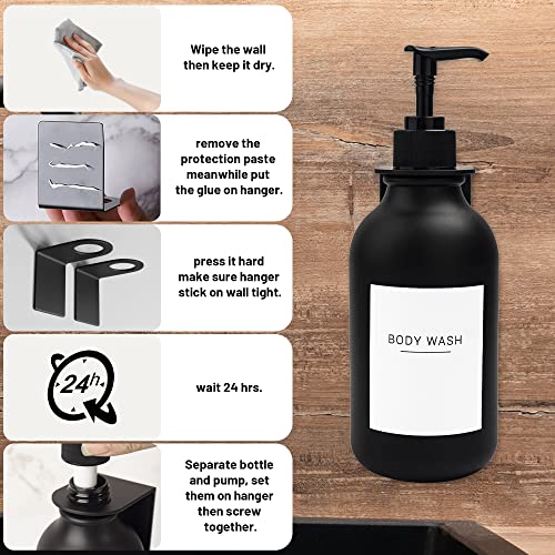 Ezebesta Pack of 3 Black 500ml Soap Lotion Pump Dispensers with 22 Labels and 3 Wall-Mounted Rack Bathroom Organization - Cosy Home Interiors Ezebesta Pack of 3 Black 500ml Soap Lotion Pump Dispensers with 22 Labels and 3 Wall-Mounted Rack Bathroom Organization - Image 3