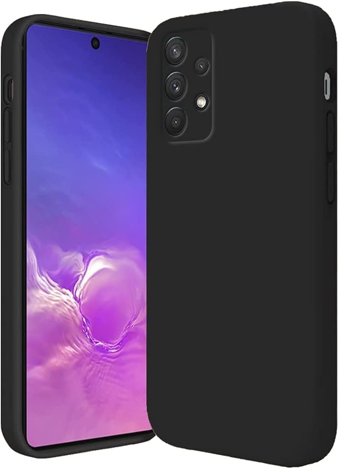 ZEGE Silicone Protective Case Cover designed for Samsung Galaxy A32 5G Soft Liquid Rubber Gel Matte Finish - BLACK