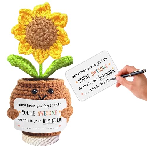 Teacher Appreciation Gifts, Personalized Thank You Teacher Gifts for End of the School Year Teacher's Day Graduation Birthday, Crochet Flowers Sunflower Doll Custom Gift for Teachers Mom Dad Elder