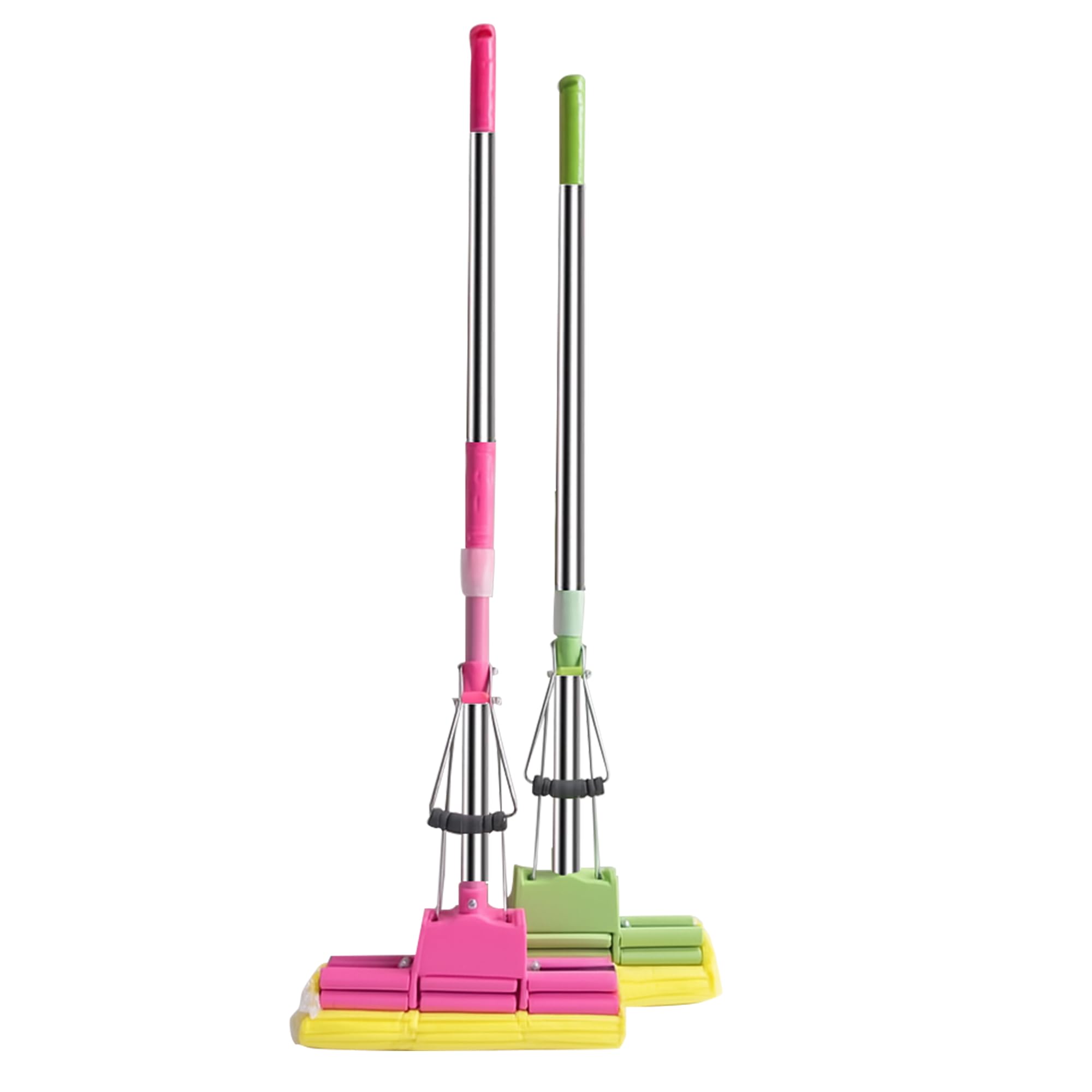 Pnjb Multicolor Expandable Cleaning Squeeze Mop With Adjustable Telescopic Handle, Yellow Cleaning Sponge Mop, Assorted Colours, For Home, Kitchen, Bathroom (Random Colour Sent)