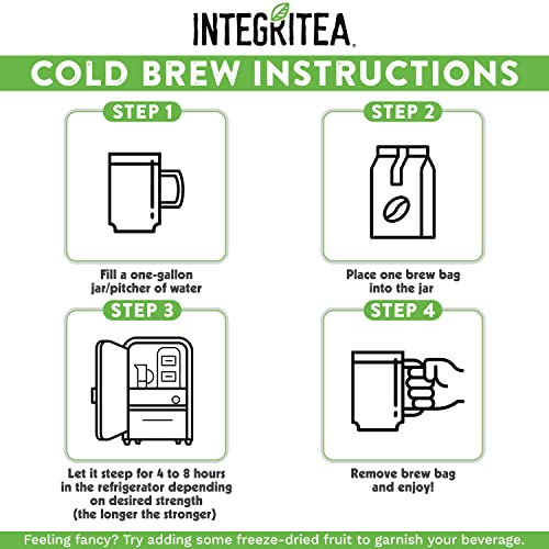 Integritea Green Mango Flavored Green Tea Loose Leaf Bags - 6-Bag Organic Unsweetened Iced Tea Pack For 6 Gallons Of Tea - Hot Or Cold Brew Iced Green Tea Bags #TOP1