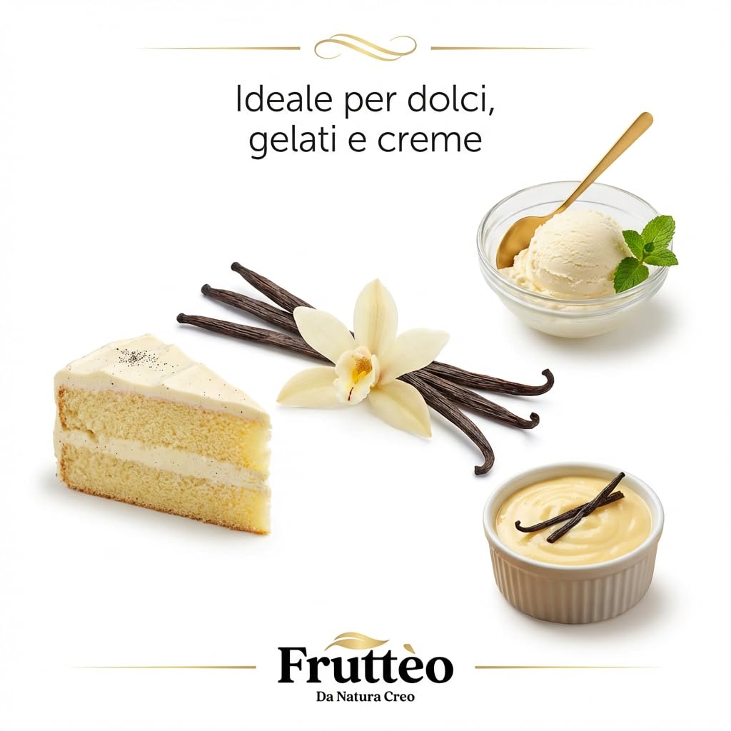 Frutteo - 20 Baccelli di Vaniglia Bourbon XL del Madagascar 16/cm, Qualità Gourmet, Carnosi e Profumati + 1 Baccelli Omaggio, Ideali per Dolci, Gelati, Creme e Ricette Raffinate