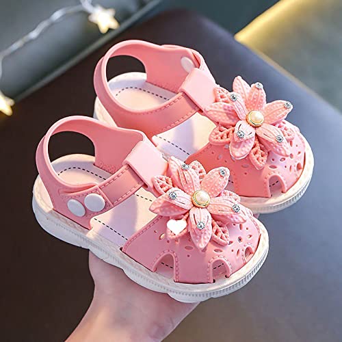 Kid Water Shoes Summer New Lightweight Soft Bottom Breathable Non Slip Cute Flower Girls Fashion Beach Sandals (Red, 4 Infant)4
