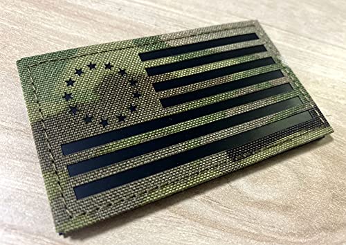 2X3.5" Infrared Ir Betsy Ross Usa American Flag Tactical Vest Patch Hook-Fastener Backing (Multicam) #TOP2