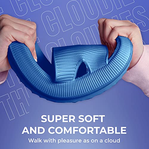 Image of Cloud Slides For Women And Men - Comfy Non Slip Indoors Slippers For Shower Spa Pool College Outdoors Slides - Soft And Cozy Open Toe House Sandals Thick Soles