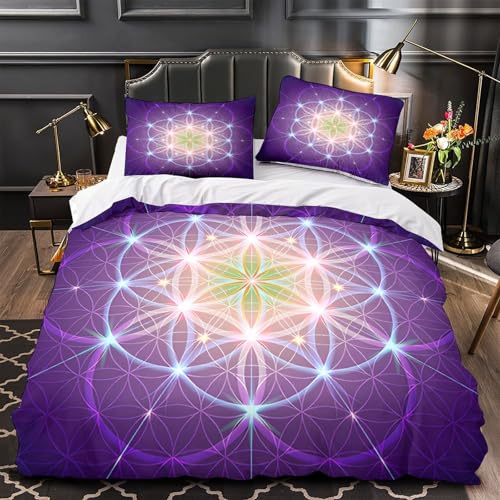Parure de lit géométrie sacrée housse de couette 135x200 microfibre