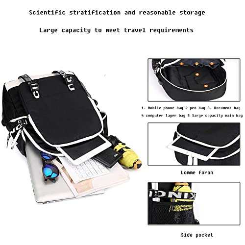 Casual Business Luminous Laptop Backpack Usb Headphone Port University Student Men Women School Bag Outdoor Travel Bookbag (Ghost Face) #TOP3