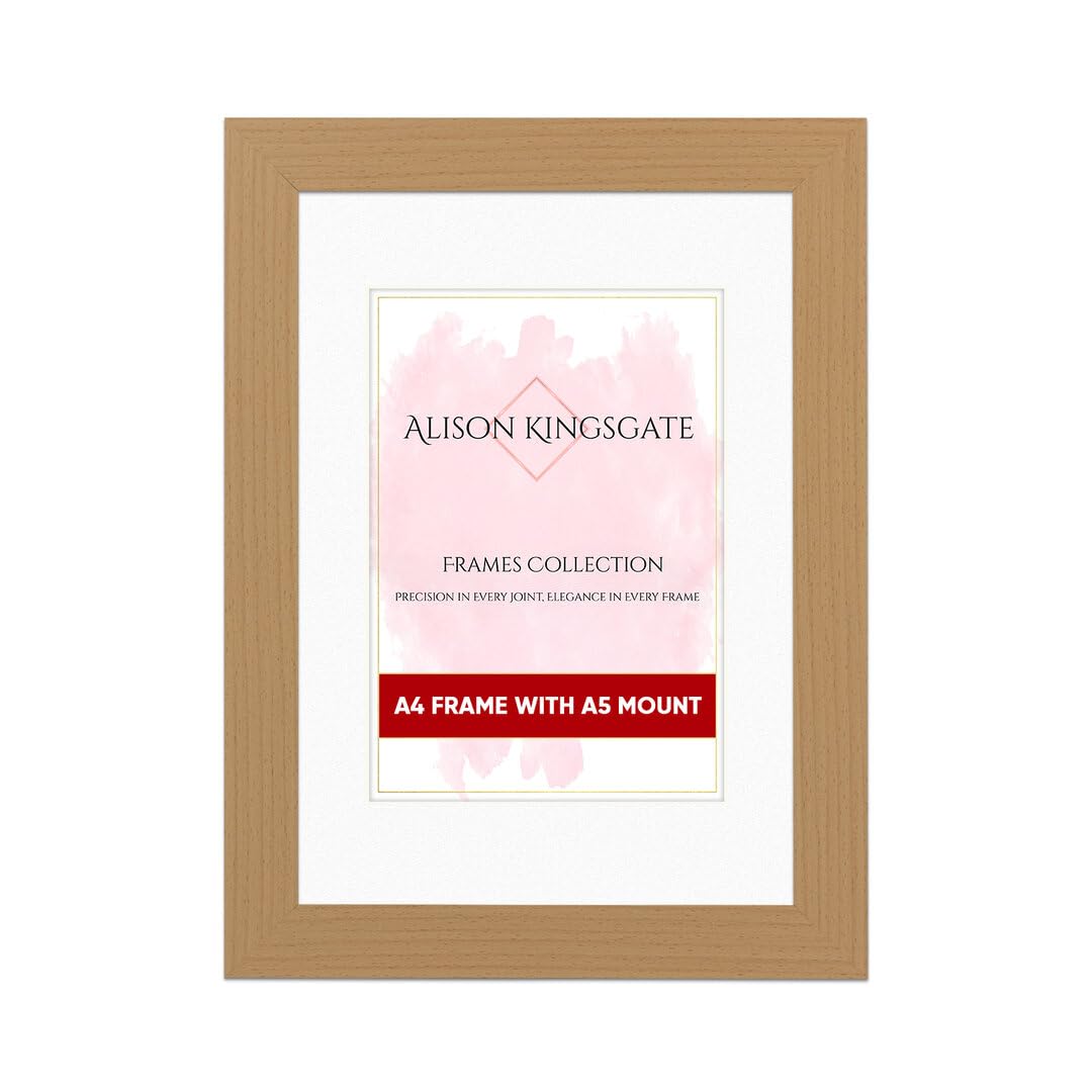 Alison Kingsgate A4 Country Pine Picture Frame with Mount for A5 Photos