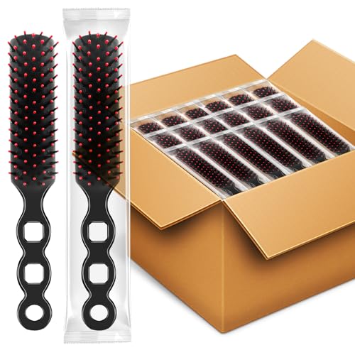 HOFASON 100 cepillos de pelo a granel para suministros para personas sin hogar, cepillos de pelo desechables envueltos individualmente, cerdas de nailon, cepillos para desenredar el cabello para