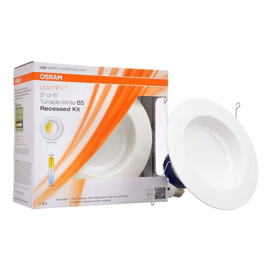 OSRAM 73742 Sylvania Smart+ ZigBee Adjustable White RT 5/6 Recessed Lighting Kit, Works with SmartThings and Amazon Echo Plus, Hub Needed for Amazon Alexa and Google Assistant