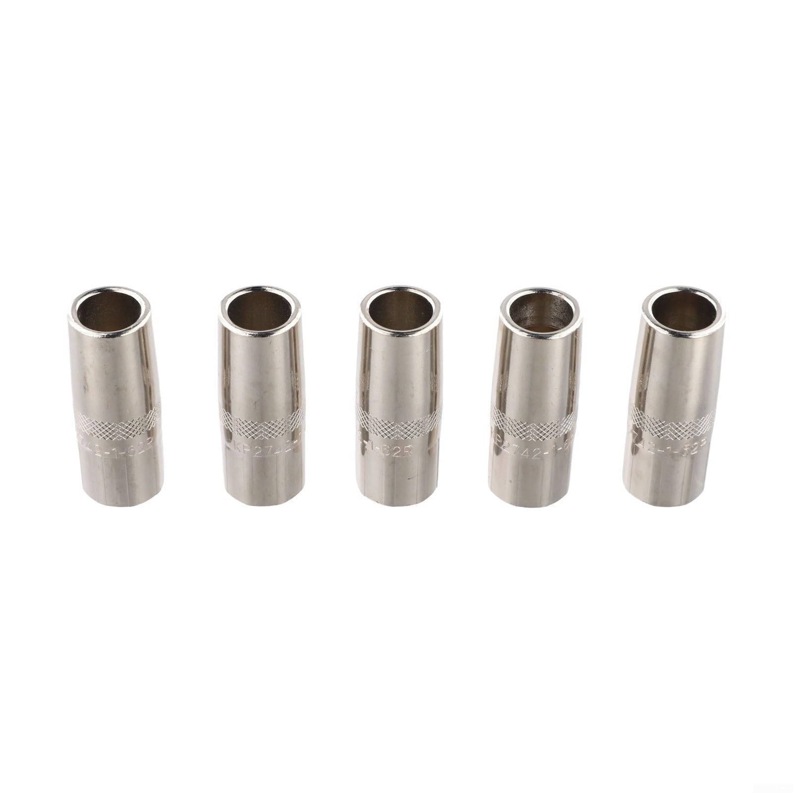 KP2742-1-62R MIG Ugello gas 5/8" per saldatura filettata PRO 250L 300L 350A per punta della torcia in rame, confezione da 5 pezzi per ricambio