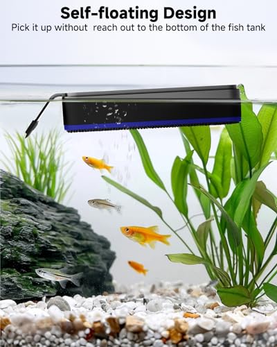 Image of AQQA Magnetic Aquarium Fish Tank Glass Cleaner, Dual-Blades Algae Scraper Glass Cleaner Scrubber, Double Side Floating Aquarium Magnetic Brush for 0.2-0.4 Inch Thick Glass Aquariums Tank (M)