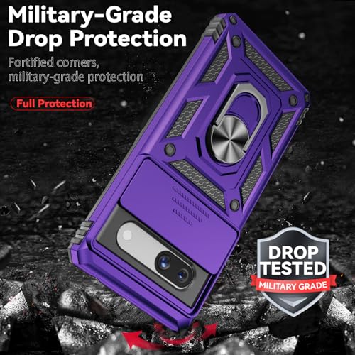 Coque Pixel 7A antichoc violette robuste avec béquille magnétique