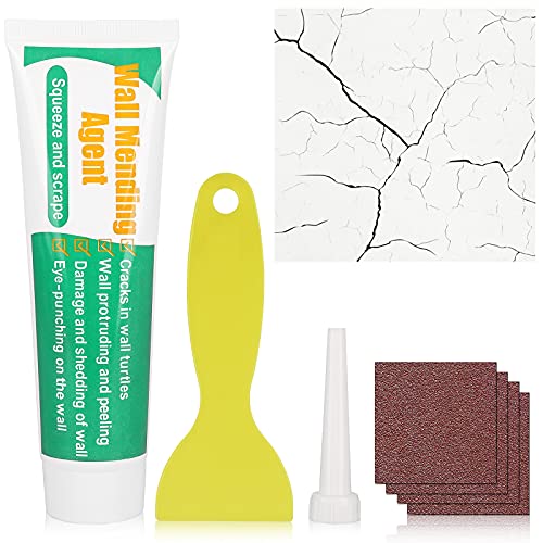 Wall Mending Agent, WISREMT 100g Drywall Patch Repair Kit with Scraper, Quick & Easy Solution to Fill The Holes and Crack, Effective Self-Adhesive Drywall Putty for Wall, Wood & Plaster (1 Pack)