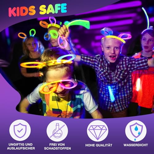 Ziitty Knicklichter Party Set, 7 Tolle Farben Knicklichter Kinder, 100 Leuchtstäbe mit 100 Verbinder für Armbänder Armringe,Neon Party Gadgets für Party Deko Hochzeiten Silvester Deko 2026