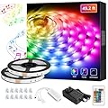 Lepro 49.2ft LED Strip Lights Sync to Music, 5050 SMD RGB Color Changing LED Strips with Remote for Bedroom, Home, TV, Parties and Festivals