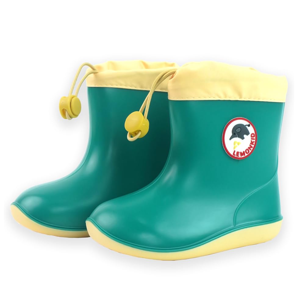 Little Surprise Box Green & Cream Band Rubber Rain Gumboots for kids-image-27