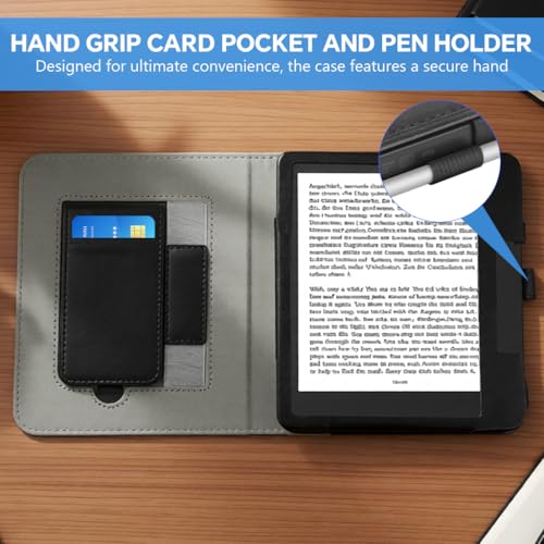 Image of ZORBES Compatible with Kobo Libra Colour 7'' E-Reader Case, PU Leather Cover with Built-in Kickstand, Card Pocket & Pen Holder, Auto Wake Function, Slim Protective Smart Case with Hand Grip