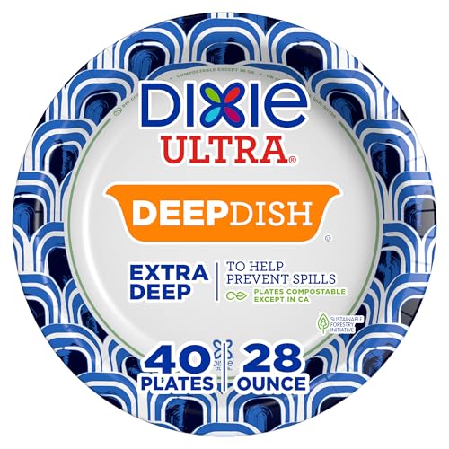 Dixie Ultra, Deep Dish Paper Plates, 28 Oz, 40 Count, Heavy Duty, Microwave-Safe, Soak-Proof, Cut Resistant, Disposable Plates For Heavy, Messy Meals Dixie Ultra, Deep Dish Paper Plates, 28 Oz, 40 Count, Heavy Duty, Microwave-Safe, Soak-Proof, Cut Resistant, Disposable Plates For Heavy, Messy Meals