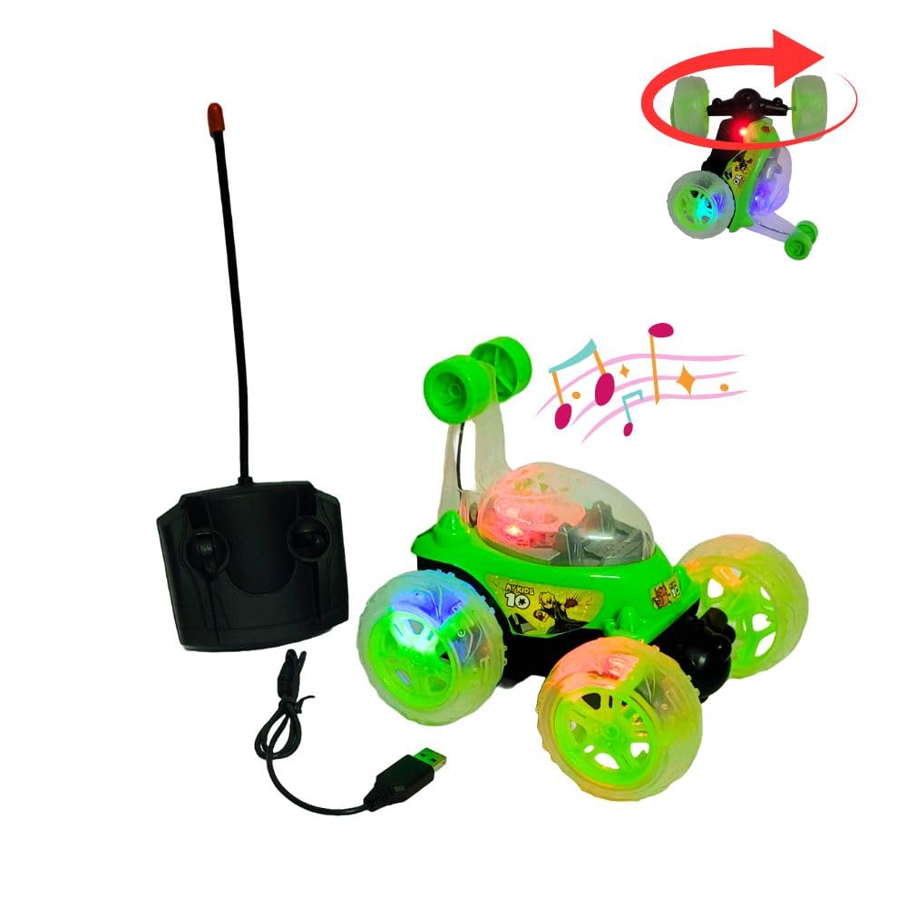 Kids Fun Rc Car Big Stunt 360 Rotating Rolling Rechargeable
