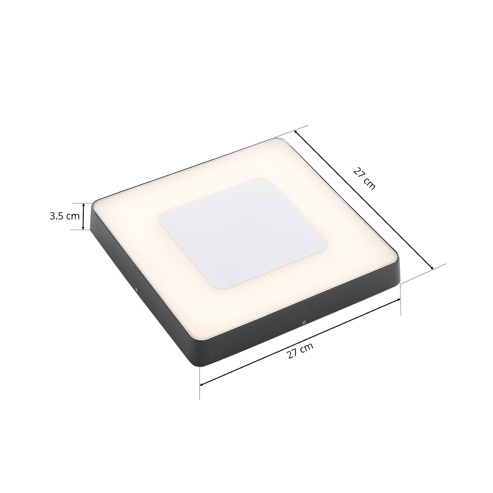 Lucande LED Lámparas de techo Sora (Moderno) en Negro hecho Aluminio (1 llama, lámpara exterior para el jardín, la terraza balcón y vivienda