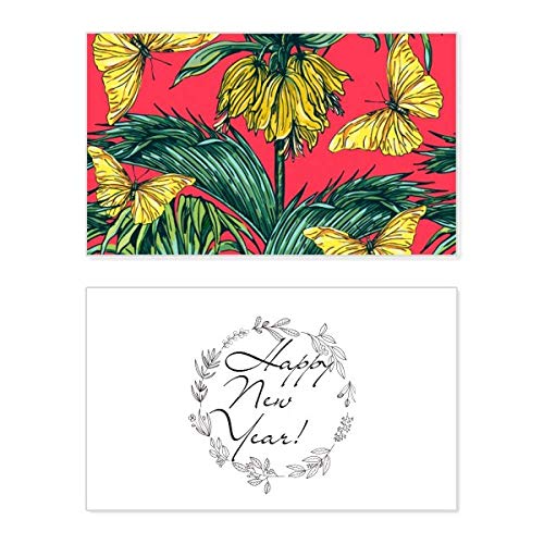 Tarjeta de año nuevo conmemorativa con flores de diseño exclusivo rosa
