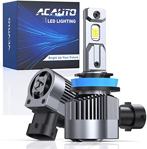 ACAUTO H11 LED Headlight Bulbs, 80w 16000lm 500% Brighter H9 H8 LED Bulbs, 6500k Cool White H11 LED Headlight Low Beam High Beam Headlights, Plug and Play, Pack of 2