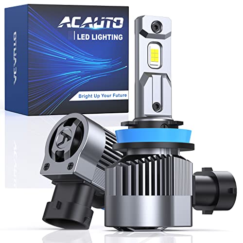 ACAUTO H11 LED Headlight Bulbs, 80w 16000lm 500% Brighter H9 H8 LED Bulbs, 6500k Cool White H11 LED Headlight Low Beam High Beam Headlights, Plug and Play, Pack of 2