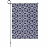 Welcome day Garden Flag for Outside Modern Geometric Rhombus Pattern Holiday Yard Flag Double Sided, Abstract Navy Blue Outdoor Seasonal Flag for Patio, Porch, Lawn Decoration, 28x40in