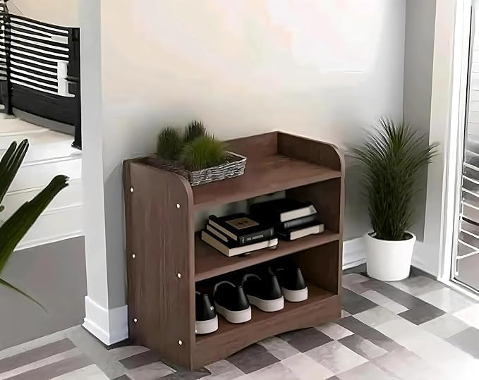 Wooden Organizer Stand, Space-Saving Storage Rack, Two-Tier Shelf...