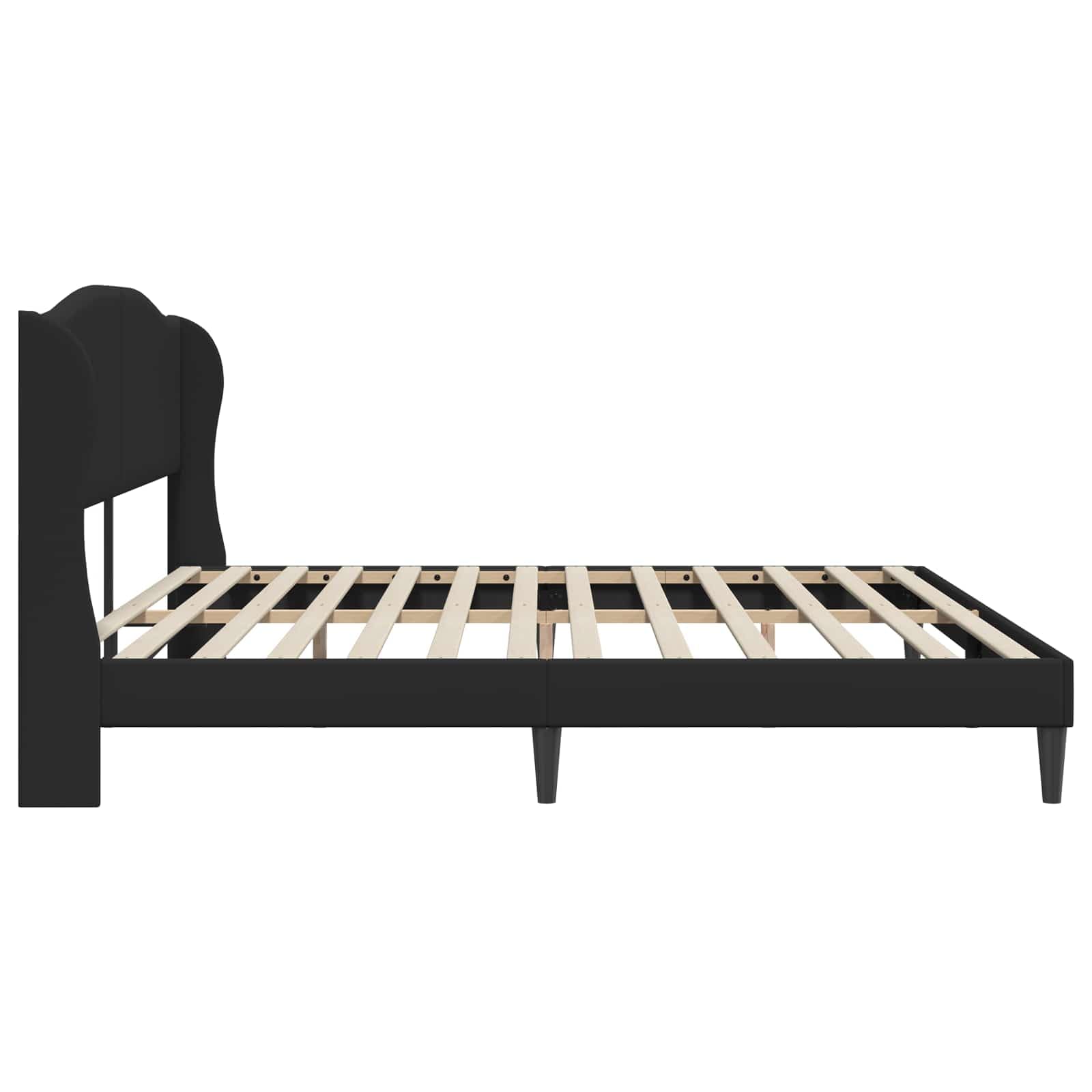 Negro Cama somier Base lecho canapé Estructura con cabecero en Cuero sintético, 180 x 200 cm, contrachapado, Dormitorio Interior, Soporte para Descanso y Montaje fácil