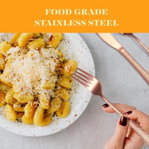 Image of Stainless Steel Dinner Forks Set, Hardened Blade Steel, Dishwasher Safe, Easy to Clean, Reusable, Food-Grade Rustproof Cutlery Set for Home & Kitchen (6 Pcs Big Fork, Rose Gold)