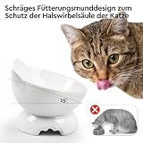 Futternapf Katze,2 Stück Katzennapf Aus Keramik Erhöhter Zervixschutz-Katzennapf Futternapf Katze Erhöht Fressnäpfe Katzen Doppel