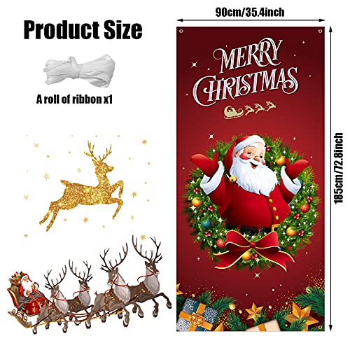 Christmas Party Decorations, Large Merry Backdrop Banner - Image 2
