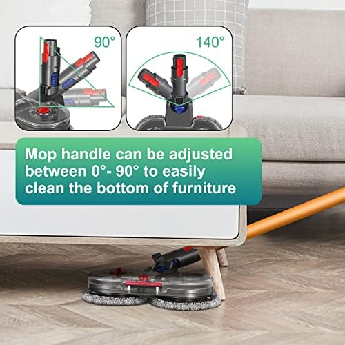Jajadeal Electric Mop Head Attachment for Dyson Vacuum Cleaner V7 V8 V10 V11 V15, with Water Tank and 12 pcs Mop Cloths