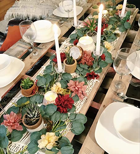 Cocoboo 6Pcs 36Ft Artificial Eucalyptus Garland Faux Garland Silver Dollar Eucalyptus Greenery Leaves Vines Plants For Wedding Home Arch Wall Garden Decoration #TOP2