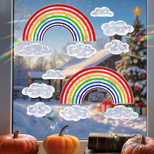EEEKit Regenbogen Fenstersticker Set, 2 Stück bunte Regenbogenmacher...