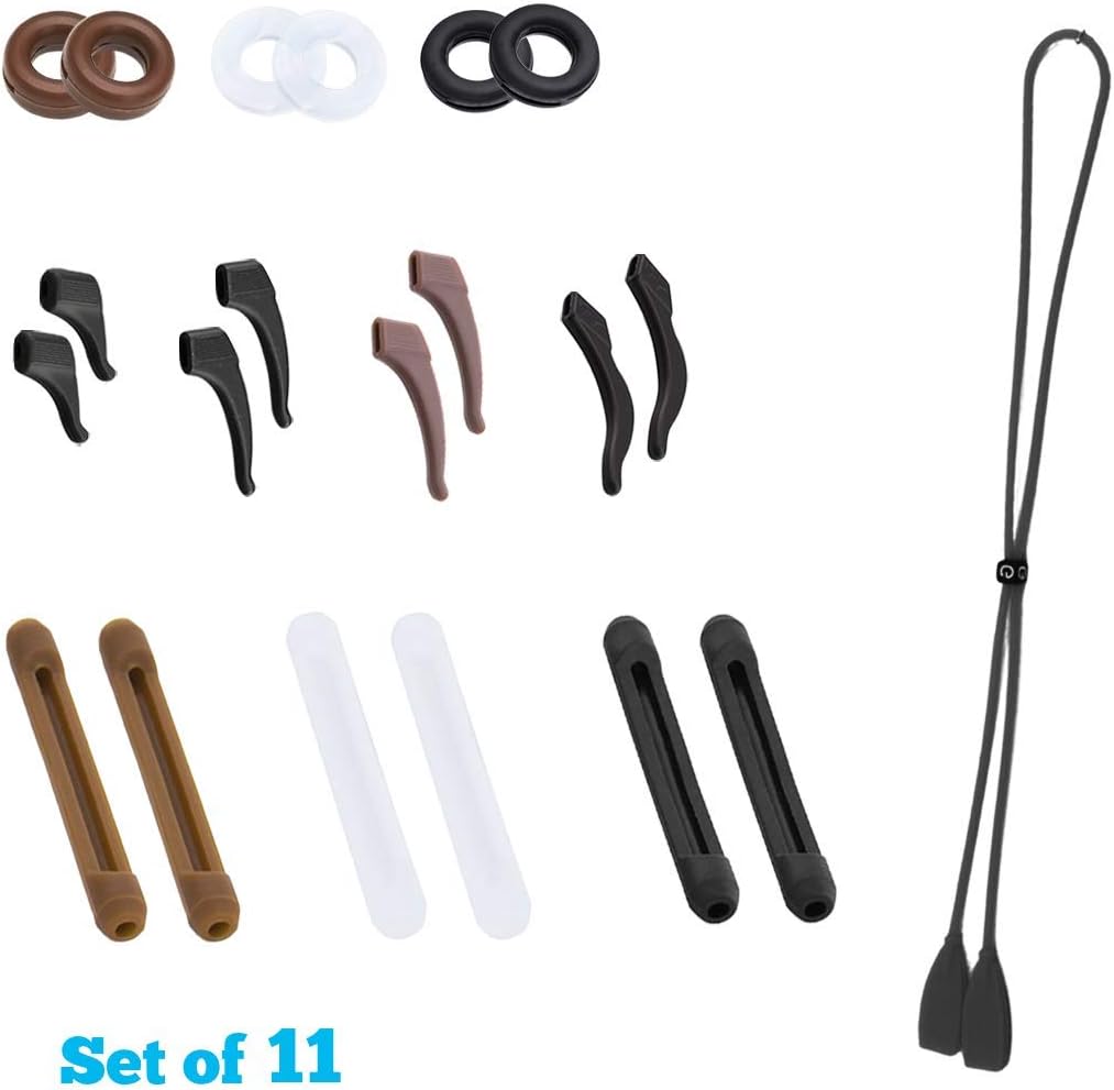 Best Deal Product Kalevel Set of 11 Silicone Eyeglass Ear Grips Hooks Temple Tips Sleeve Sport Eyeglass Strap Sunglass Eyewear Retainer Anti Slip Glasses Holder for Kids Men Women