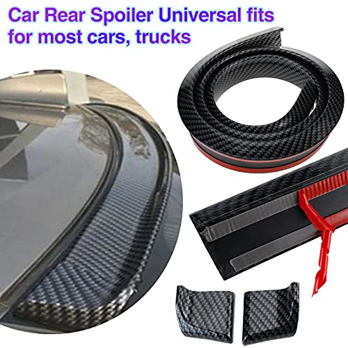 Auinland Auto Rear Spoiler 4.9 Ft (150Cm) Black Spoiler Lip Kit With Carbon Fiber Pattern Rubber Strip Bar Spoiler #TOP4