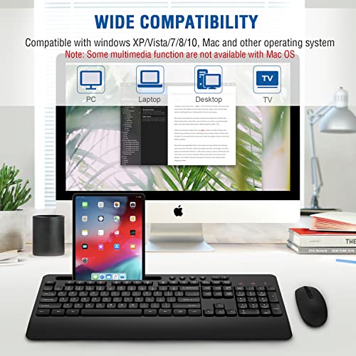 Image of Wireless Keyboard and Mouse Combo, EDJO 2.4G Full-Sized Ergonomic Computer Keyboard with Wrist Rest and 3 Level DPI Adjustable Wireless Mouse for Windows, Mac OS Desktop /Laptop /PC